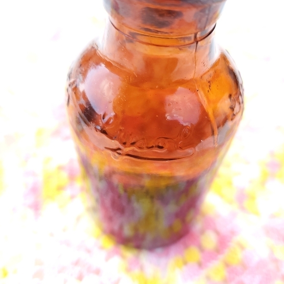 Old Lysol Glass Bottle Amber Brown 4 Inches Tall - Picture 3 of 8